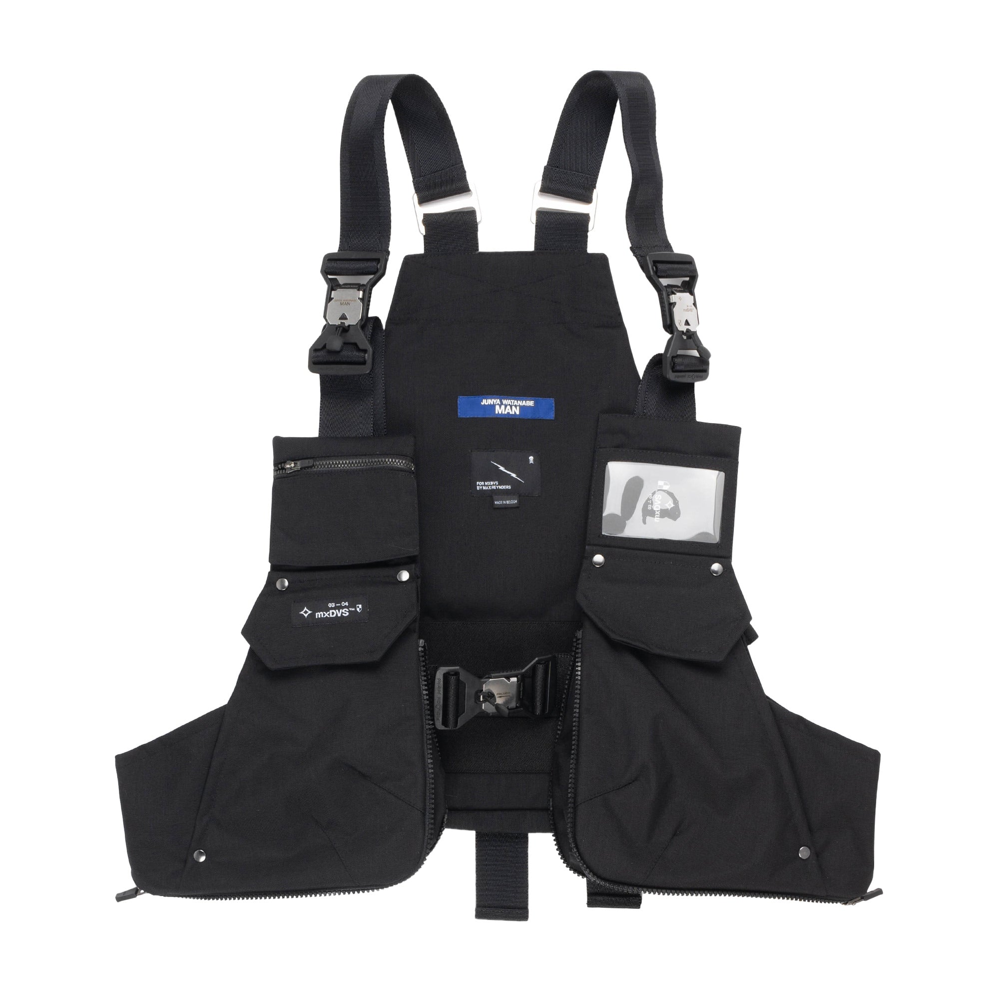 flap pocket w/ snaps at back x MXDVS Cargo Vest Black WM-K201-S24