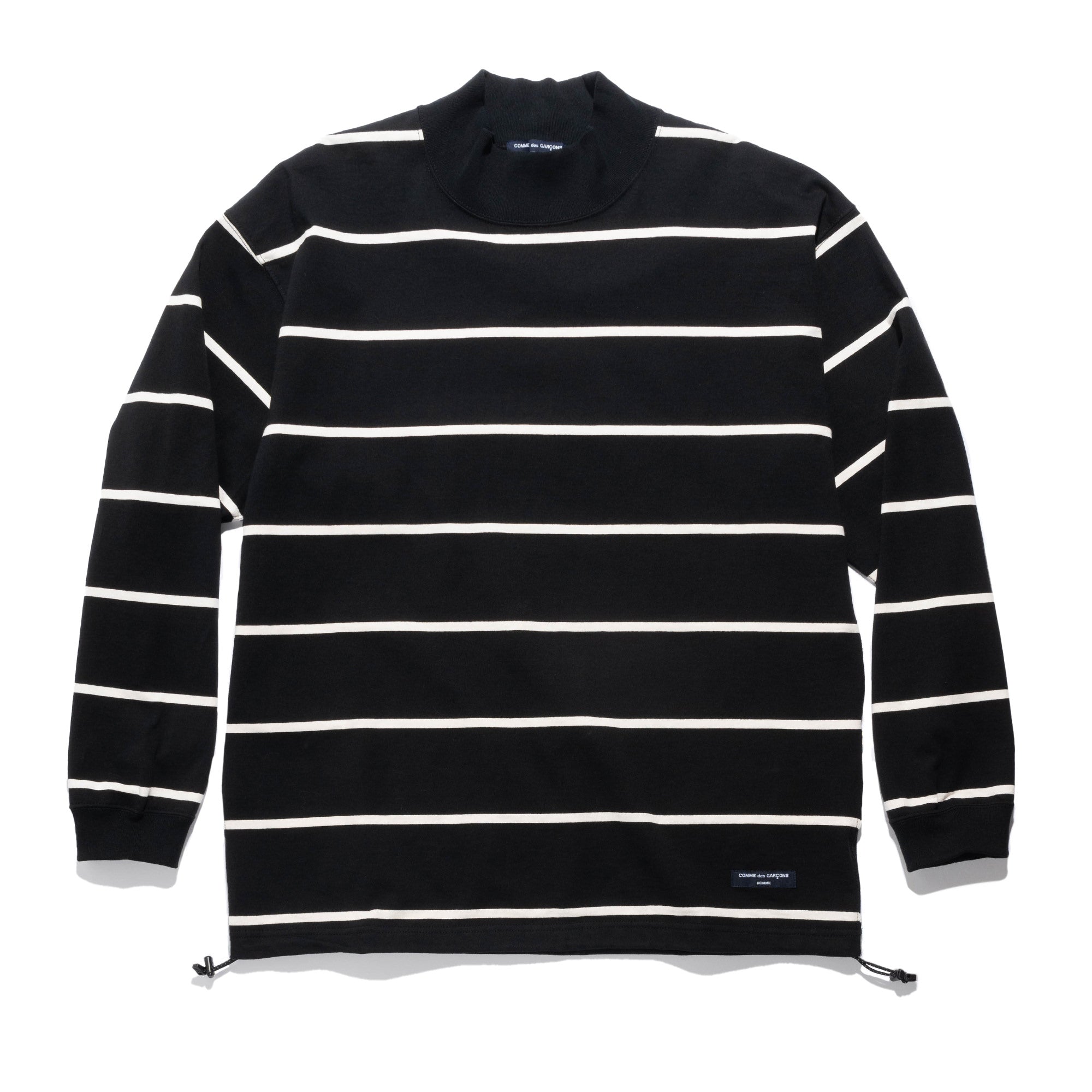 CdGH Mock Neck L/S Stripe T-Shirt Black/Stripe HN-T003-051