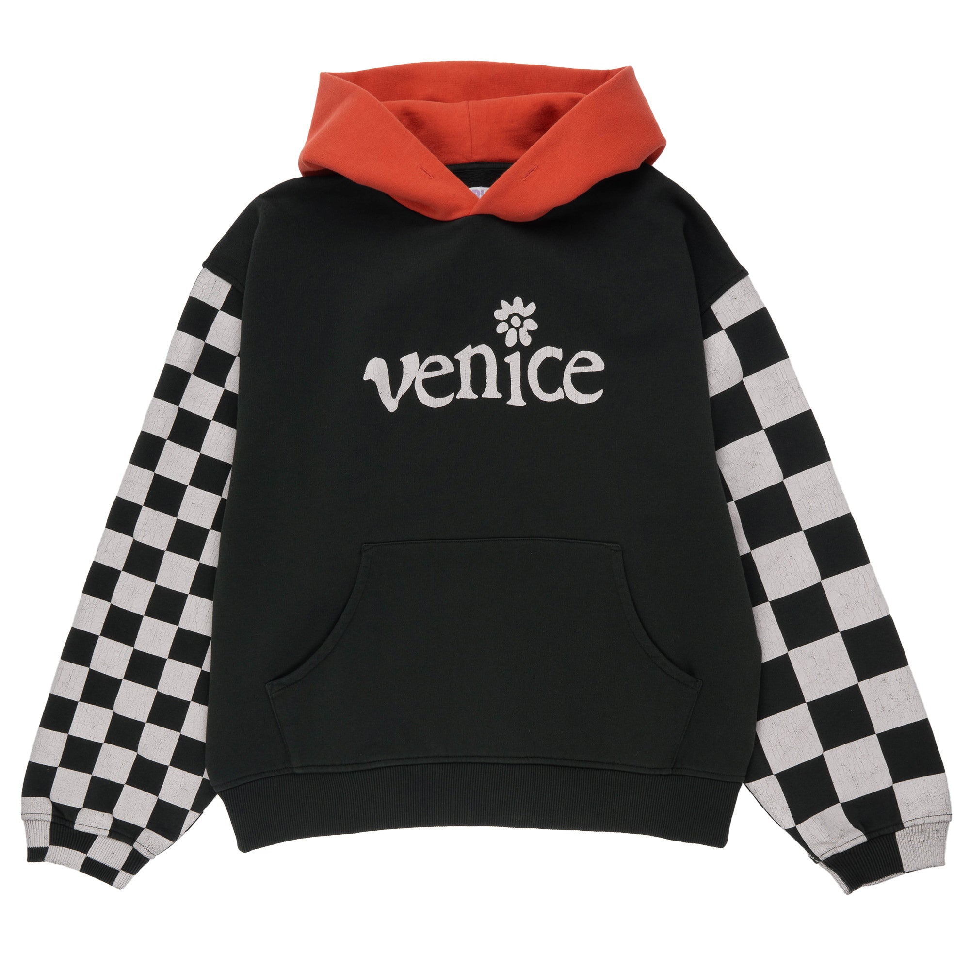 Venice Checker Sleeve shotgun hoodie Black ERL08T021