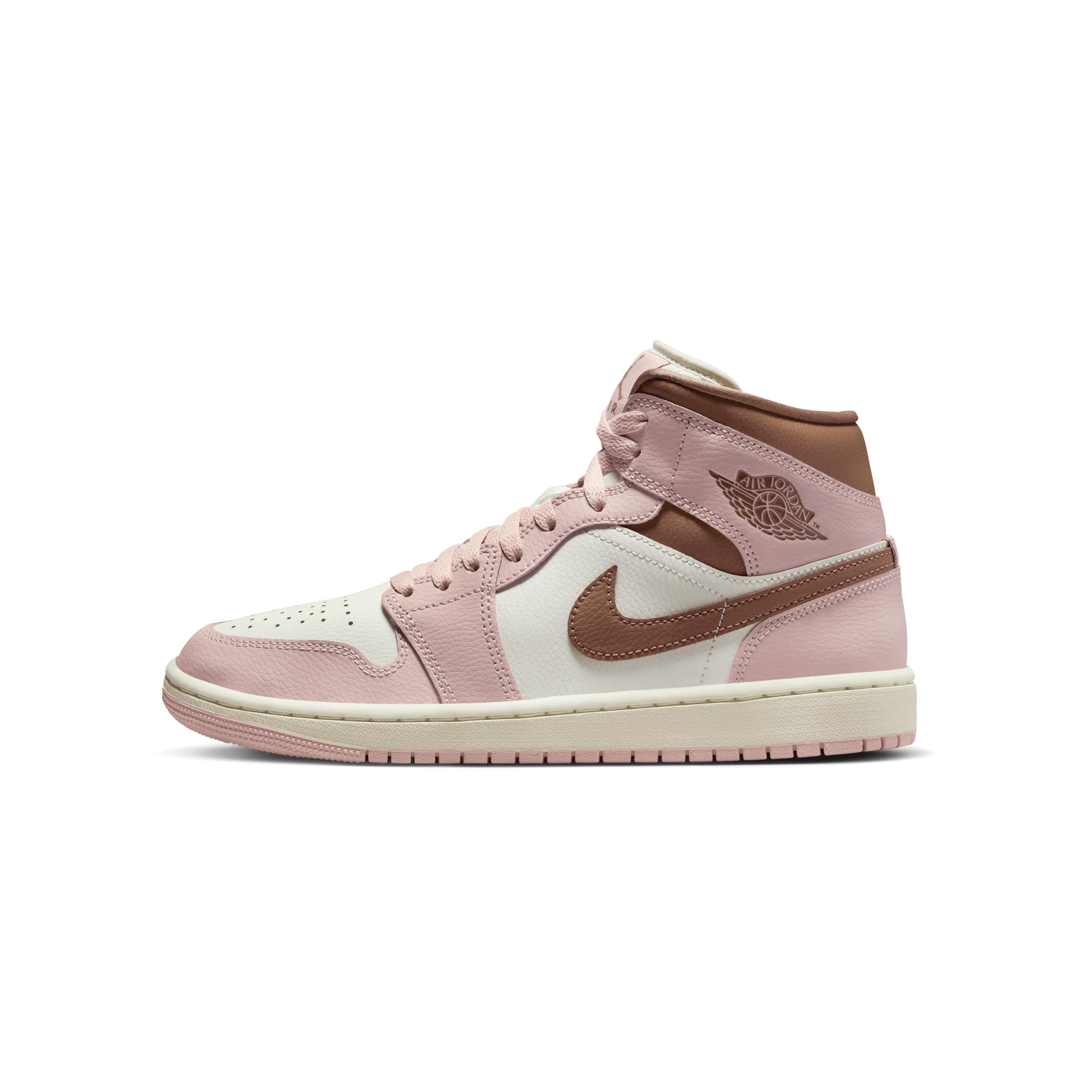 Women's Air Jordan 1 Mid Pink Oxford/Archaeo Brown-Sail BQ6472-620