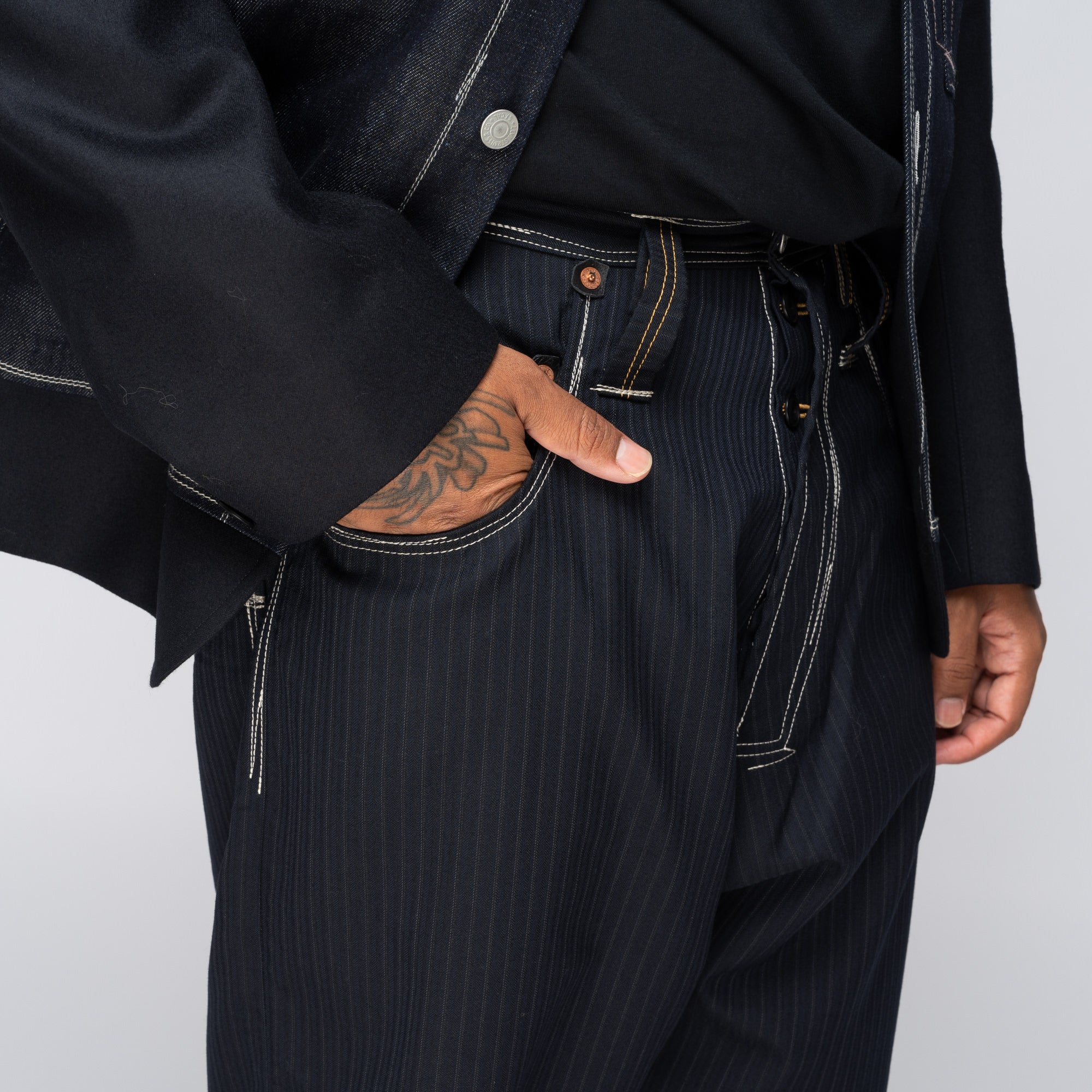 x Levi's Pinstripe Wool Pants Navy/Grey WN-P205-051