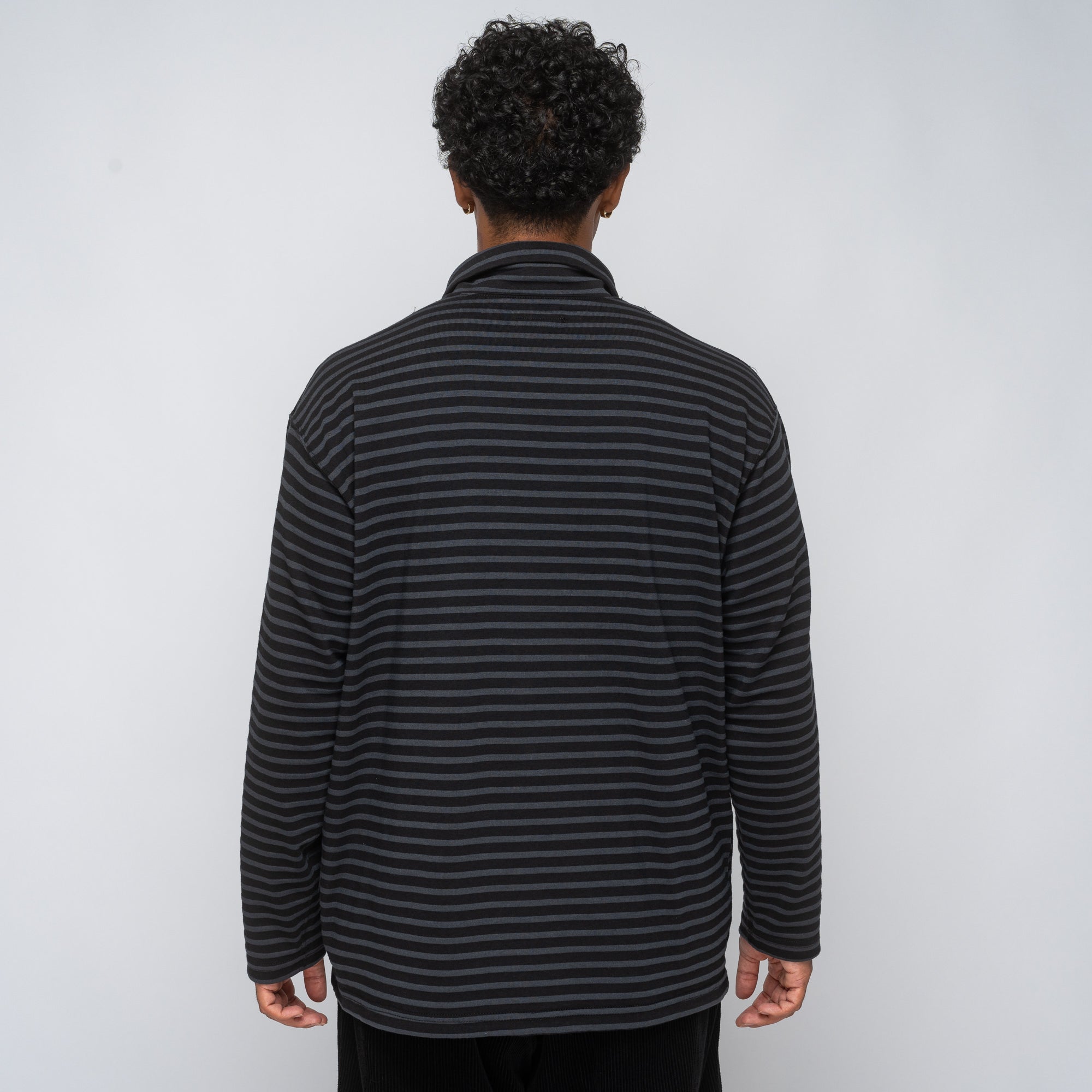 EG Zip Mock Neck L/S Charcoal PC Stripe 24F1B035