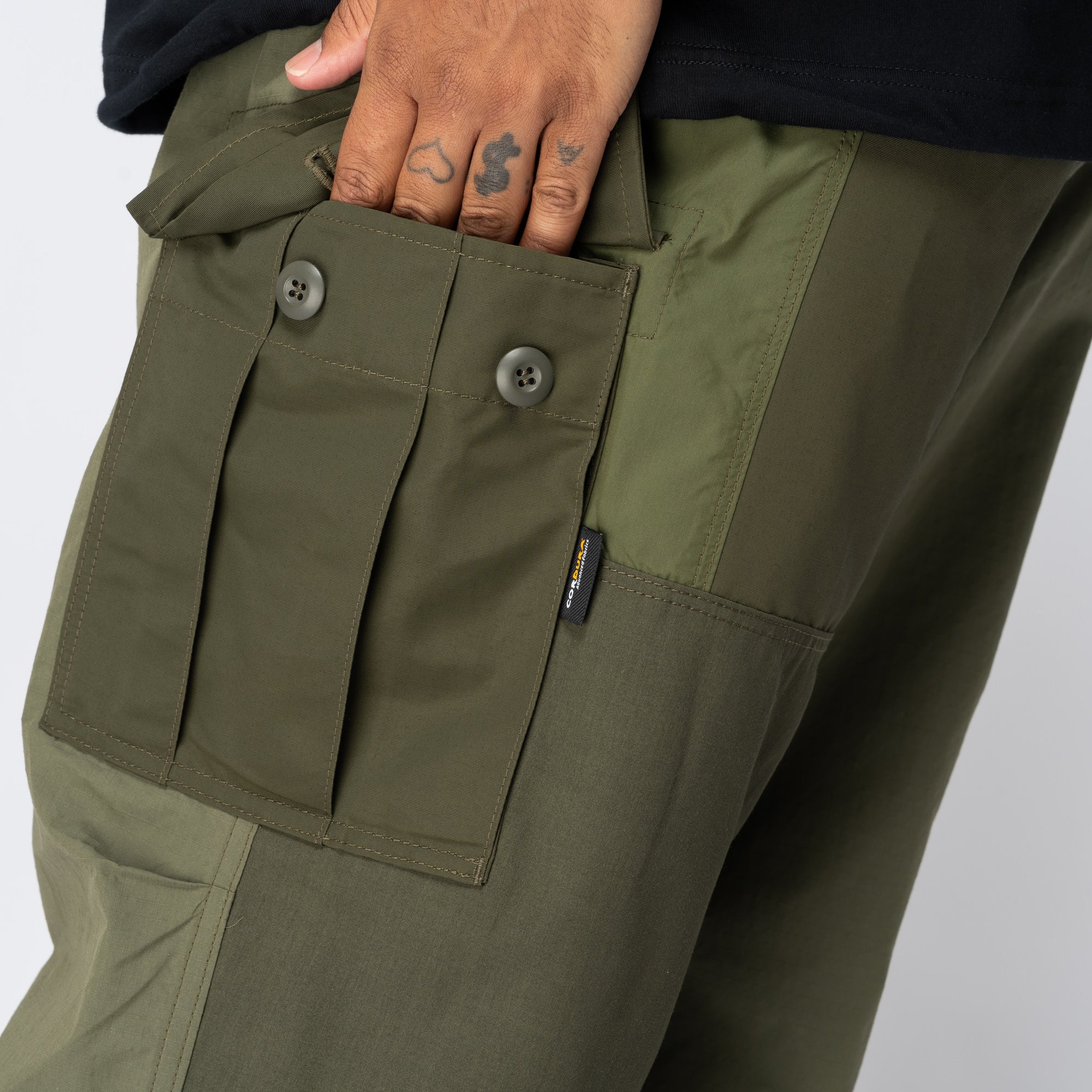 CdGH Cordura Patchwork Cargo Pant Olive HN-P010-051