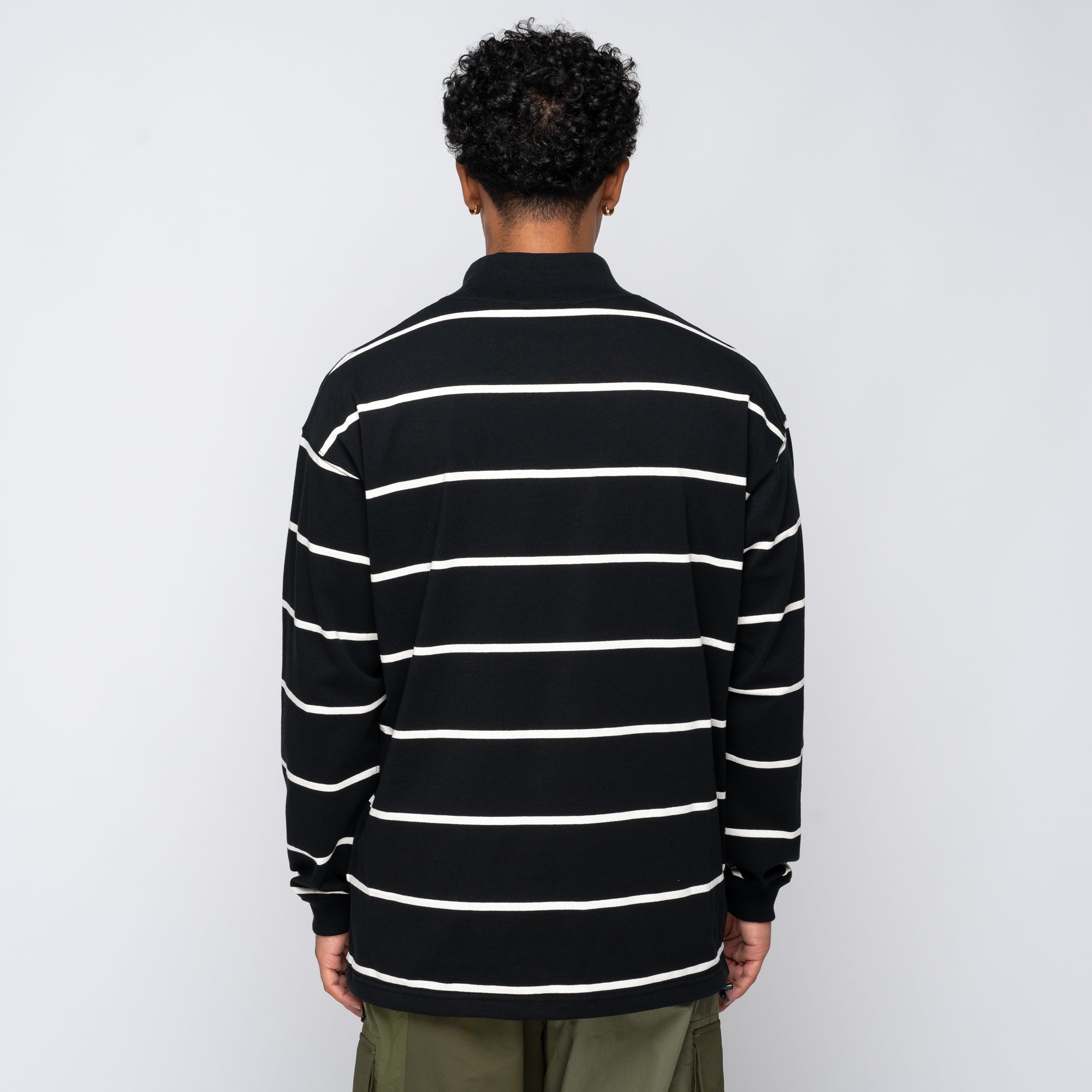 CdGH Mock Neck L/S Stripe T-Shirt Black/Stripe HN-T003-051