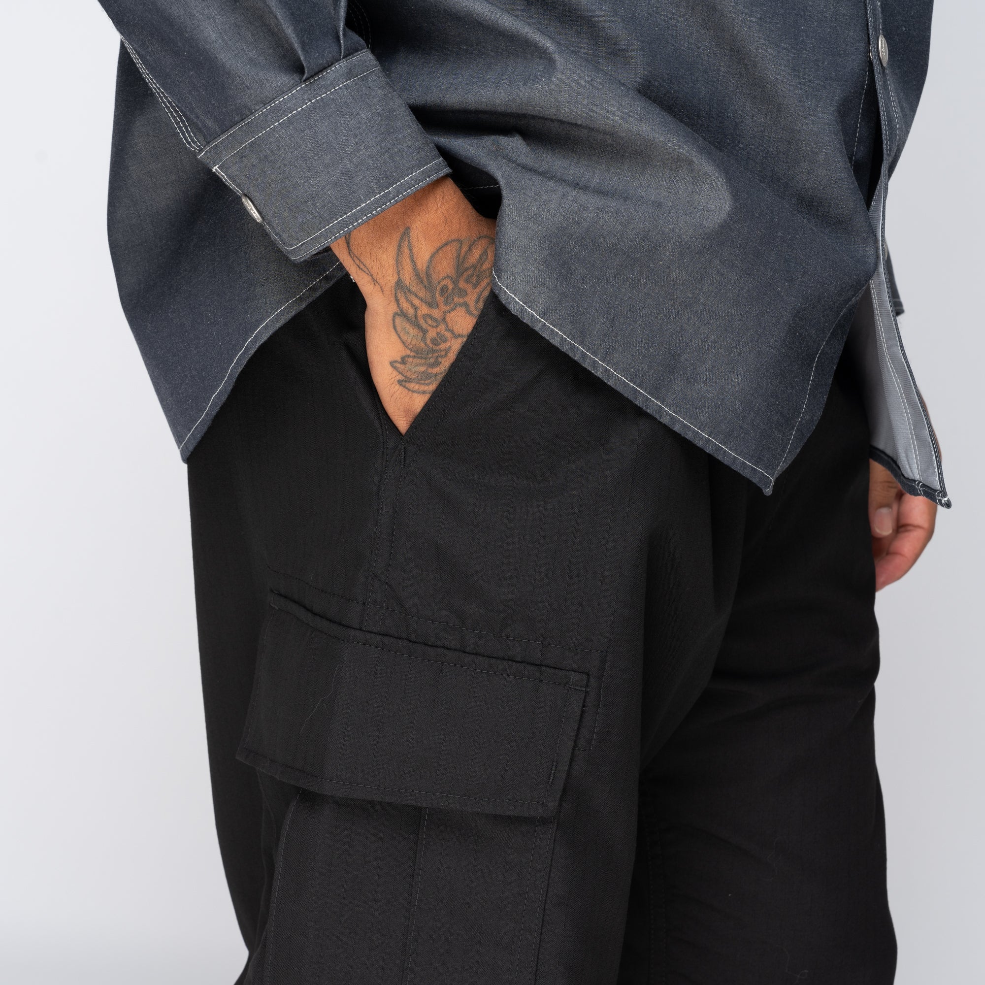 CdGH Wool Drawstring Cargo Pant Black HN-P015-051