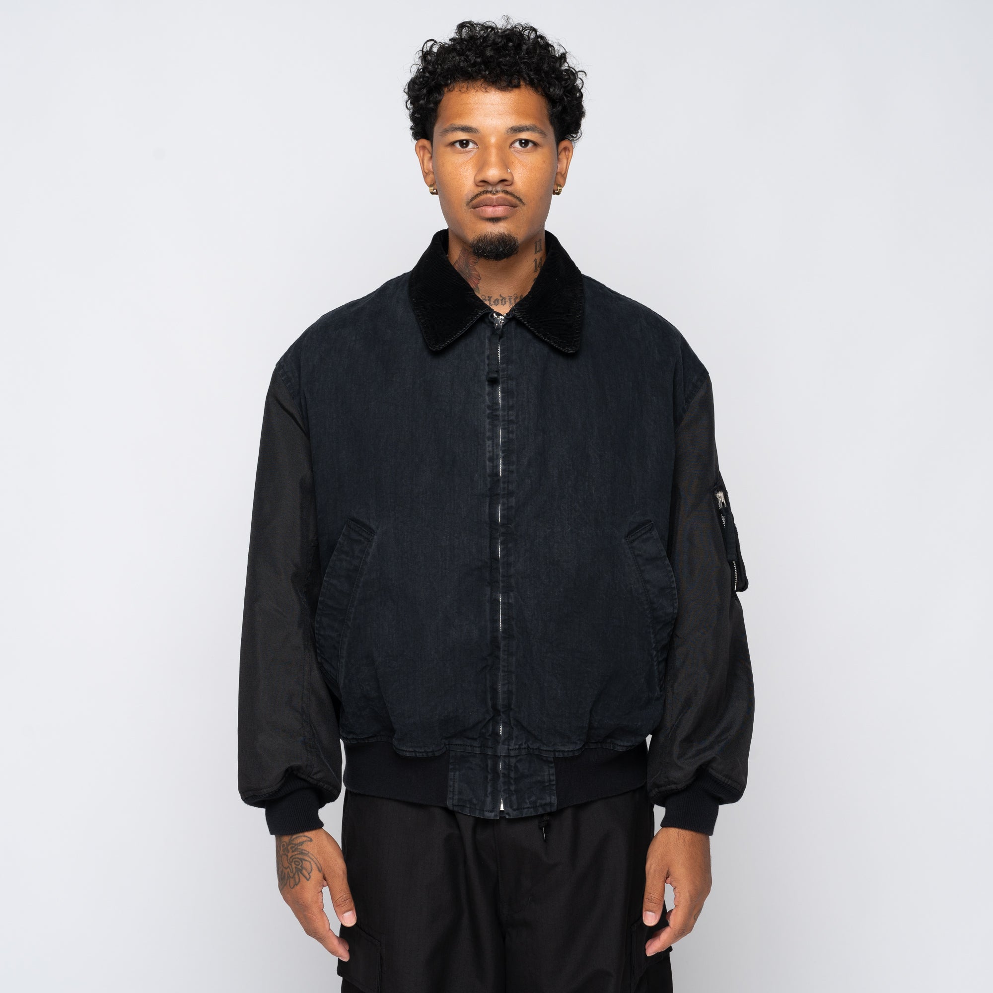 CdGH Denim Bomber Jacket Washed Black HN-J013-051