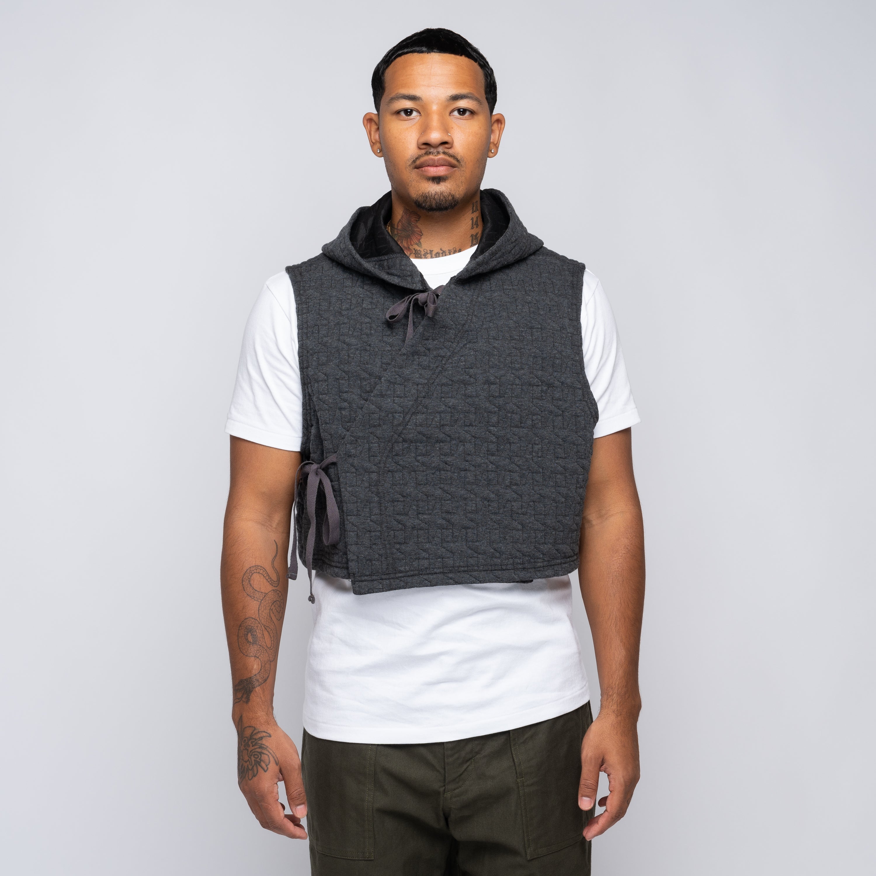 EG Quilted Hooded Knit Liner Charcoal 24F1B039